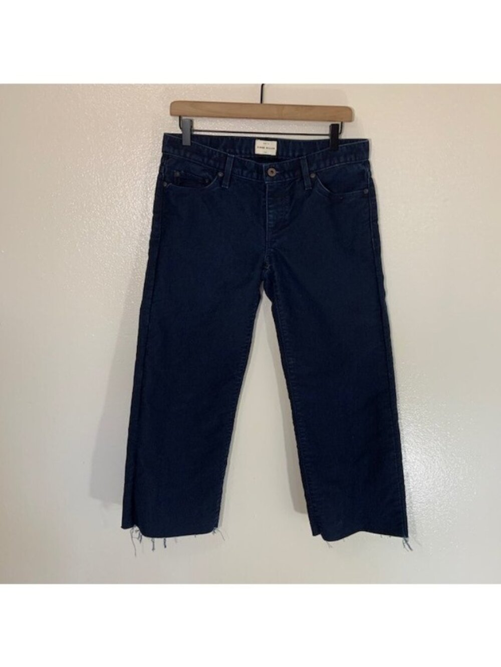 Simon Miller Womens Crop Reed Denim Jeans Dark Wash Fray Hem Size 27